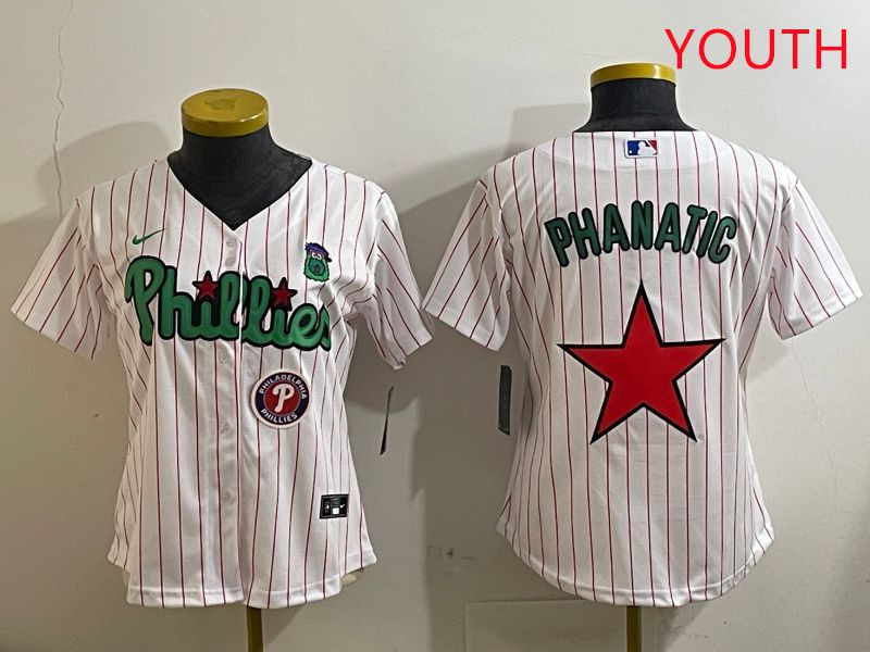 Youth Philadelphia Phillies Blank White Stripe Second generation joint name 2025 Nike MLB Jersey style 13
